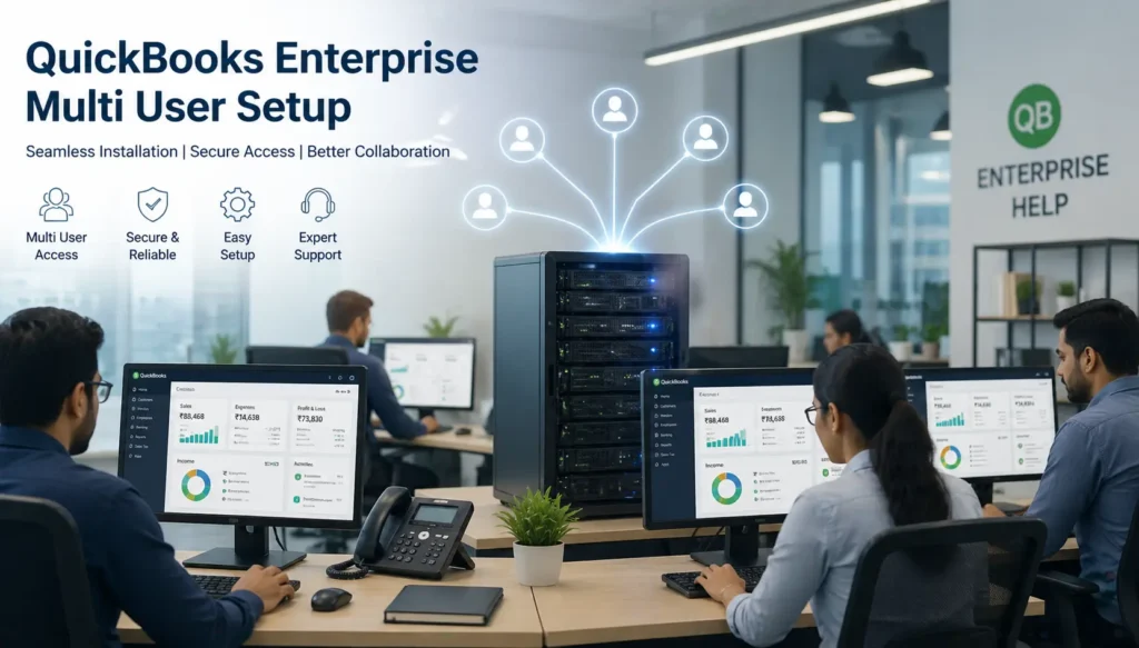 QuickBooks Enterprise multi user setup with team working on network connected systems