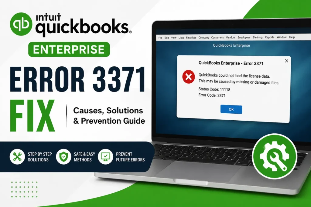 QuickBooks Enterprise Error 3371 Fix showing license activation error with solutions and troubleshooting guide